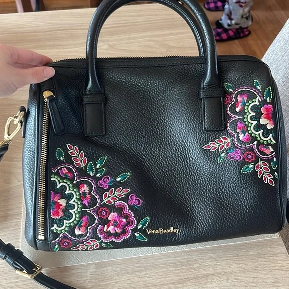 Vera Bradley Marlo Kiev Needlecraft Leather Satchel - Picture 11 of 13